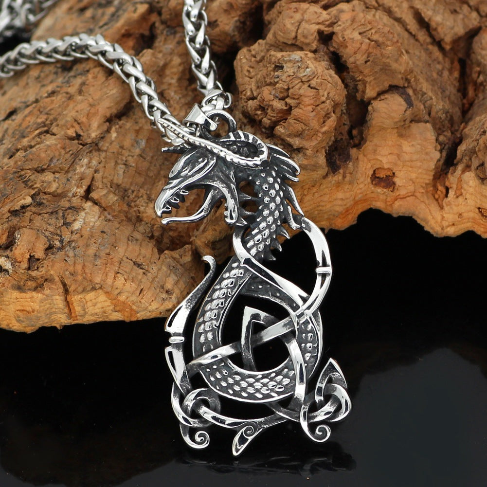 Shadowfire Dragon - The Nevermore Gothic Pendant Necklace Titanium Steel