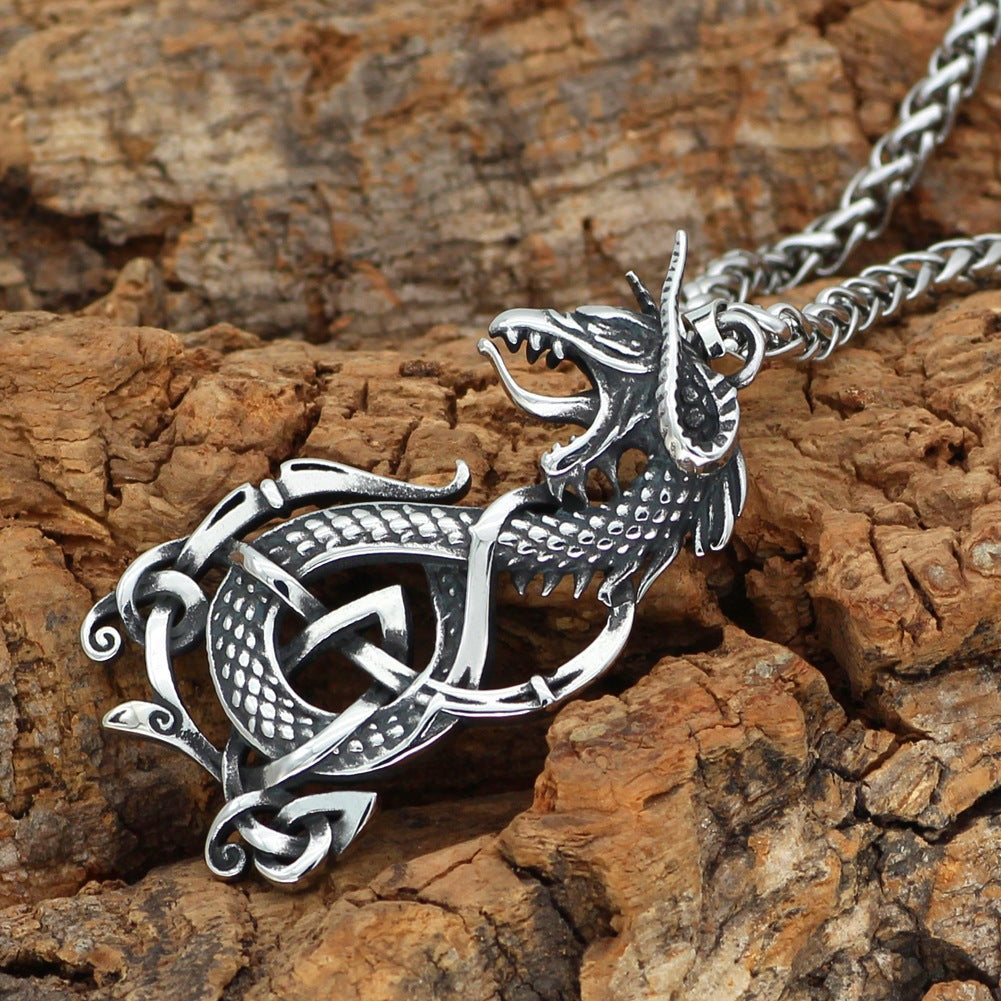 Shadowfire Dragon - The Nevermore Gothic Pendant Necklace Titanium Steel