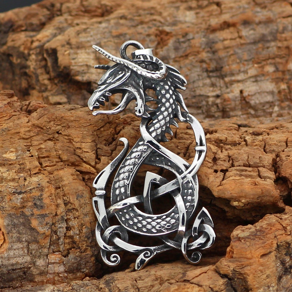 Shadowfire Dragon - The Nevermore Gothic Pendant Necklace Titanium Steel