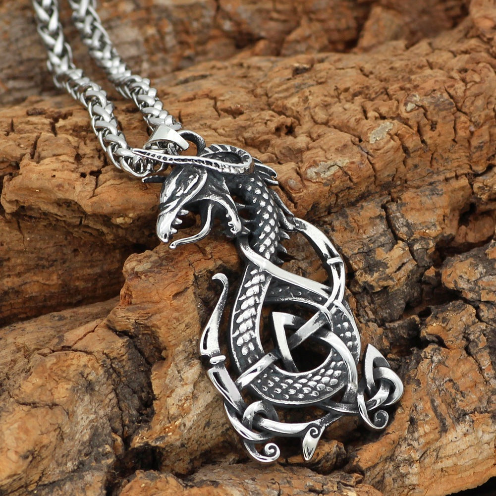 Shadowfire Dragon - The Nevermore Gothic Pendant Necklace Titanium Steel