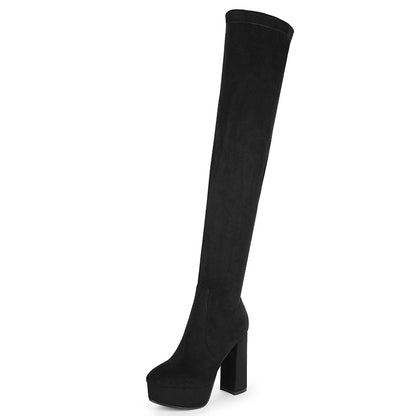 Sidra Moonrider - The Nevermore Gothic Over The Knee High Heel Round Toe Black Boots