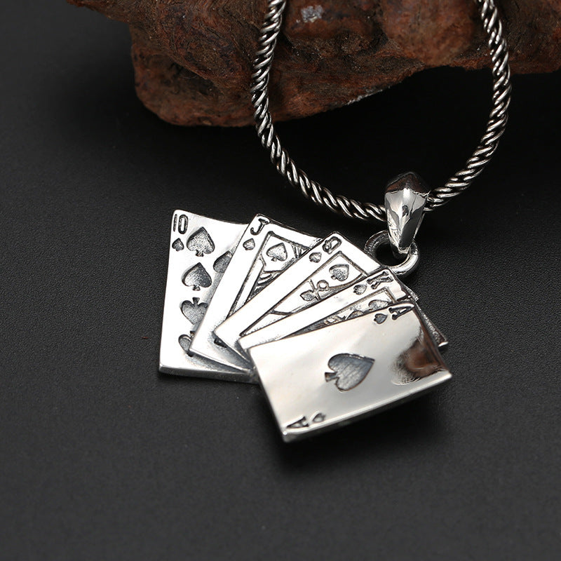 Silver Flush Poker - The Nevermore Sterling Silver Pendant