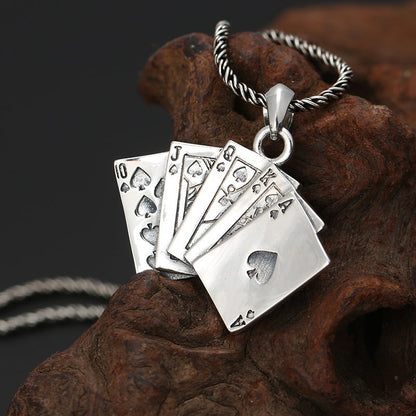 Silver Flush Poker - The Nevermore Sterling Silver Pendant