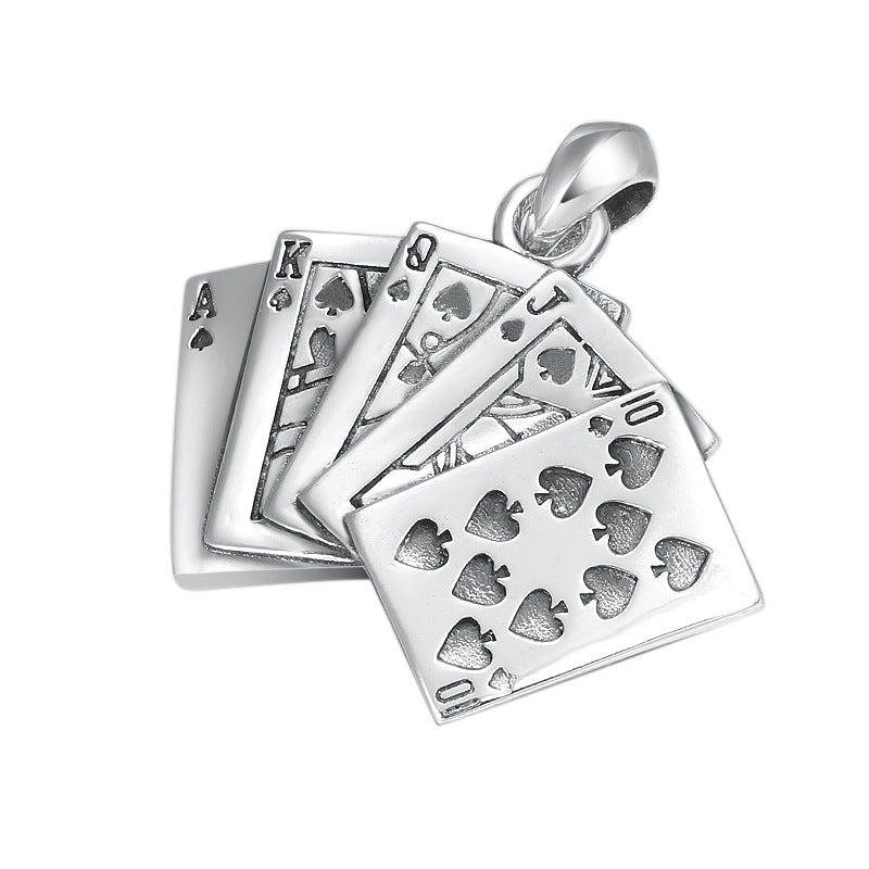 Silver Flush Poker - The Nevermore Sterling Silver Pendant