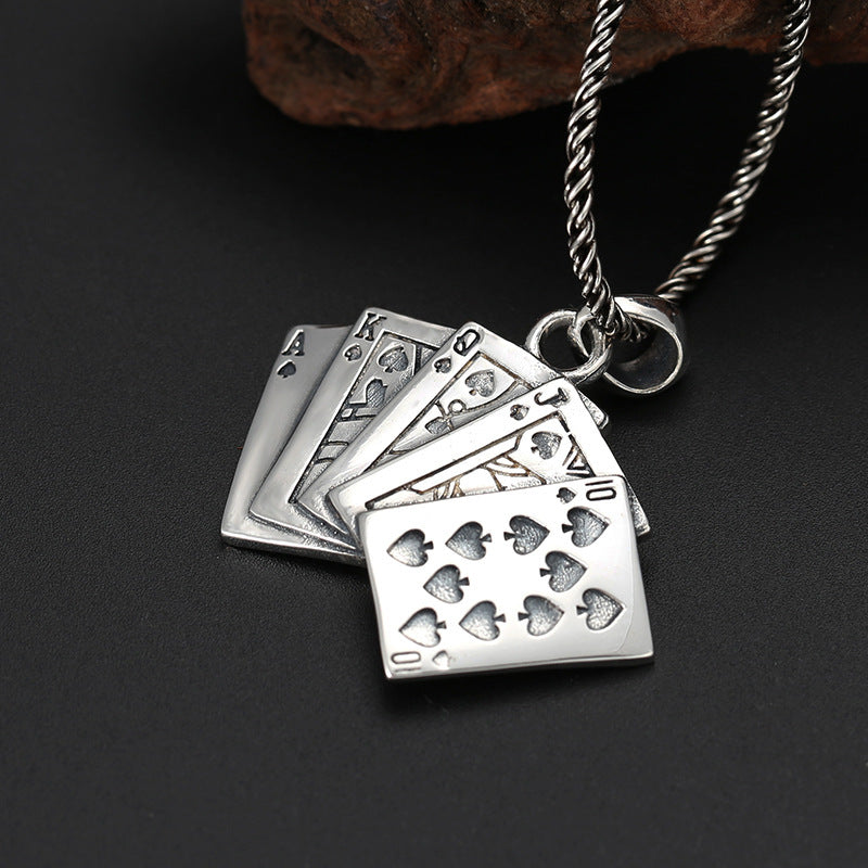 Silver Flush Poker - The Nevermore Sterling Silver Pendant