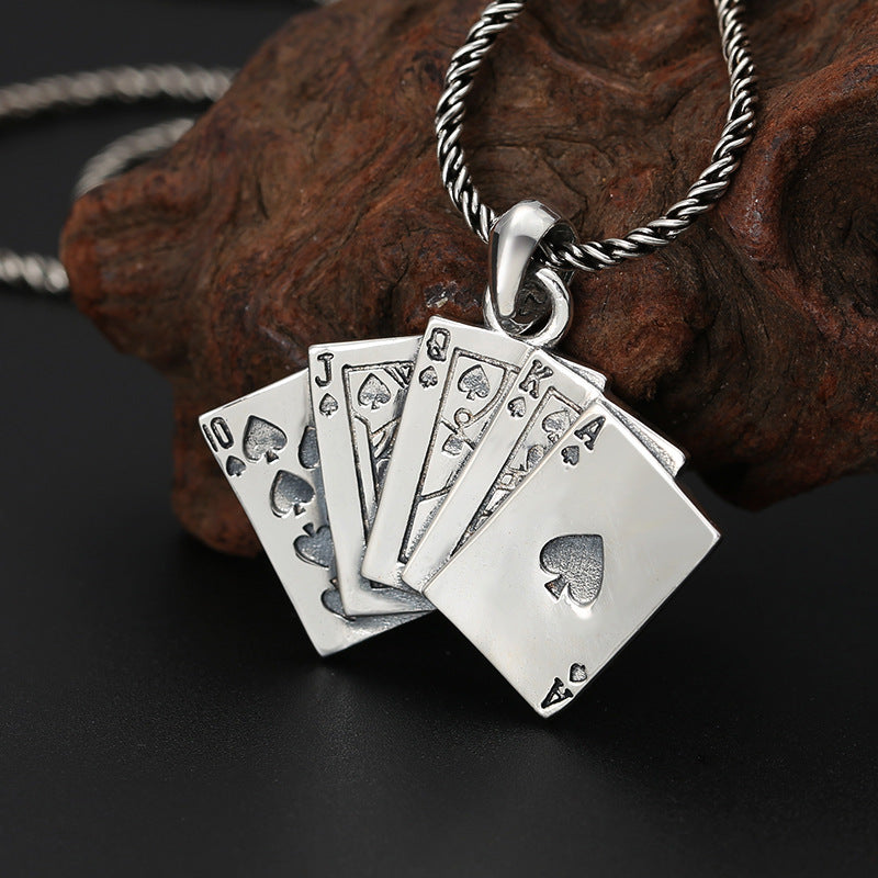 Silver Flush Poker - The Nevermore Sterling Silver Pendant