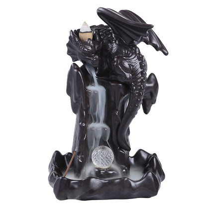 Silvio Rockefeller - The Nevermore Gothic Home Decor Dragon Gifts Ceramic Smoke Backflow Incense Burner LED Lights Backflow