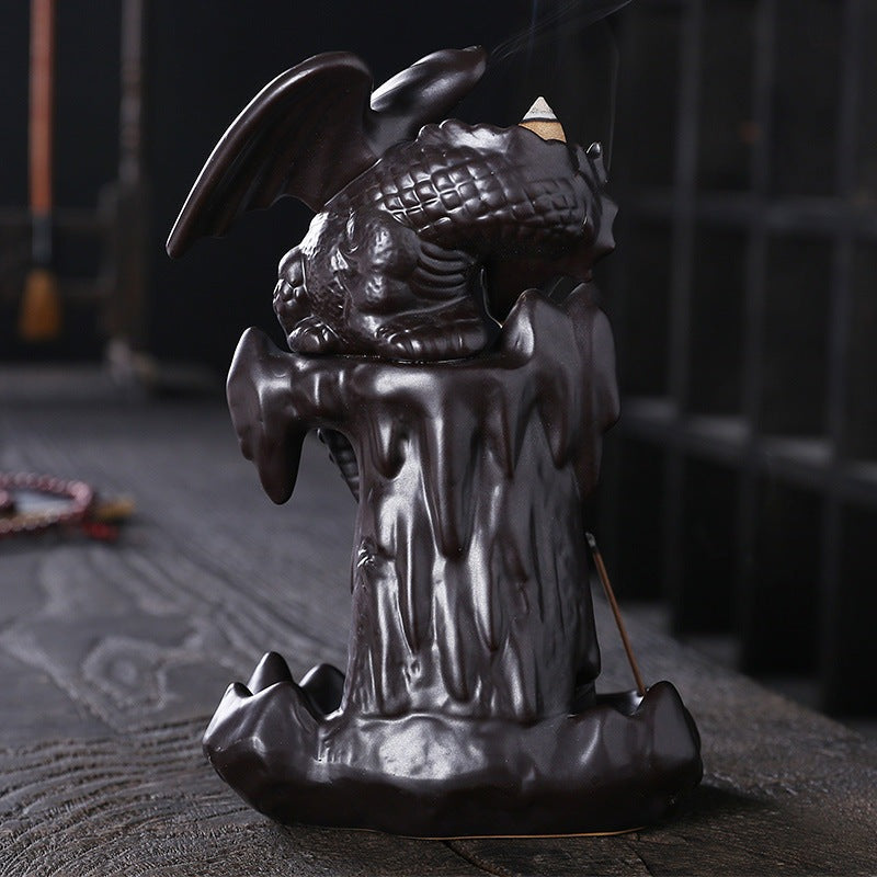 Silvio Rockefeller - The Nevermore Gothic Home Decor Dragon Gifts Ceramic Smoke Backflow Incense Burner LED Lights Backflow