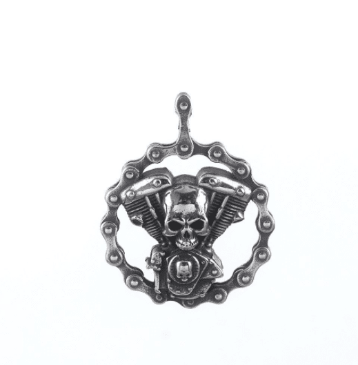 Skull Biker Breeze - The Nevermore Gothic Pendant - Necklace Stainless Steel