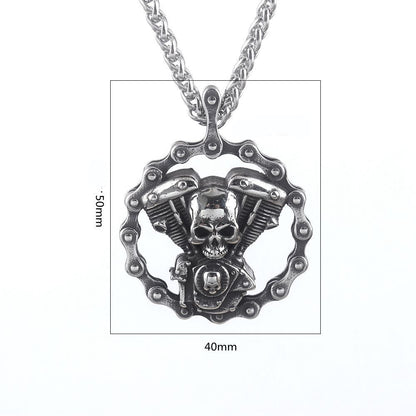 Skull Biker Breeze - The Nevermore Gothic Pendant - Necklace Stainless Steel