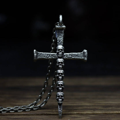 Skull Cross Emblem - The Nevermore Gothic Pendant Necklace Stainless Steel