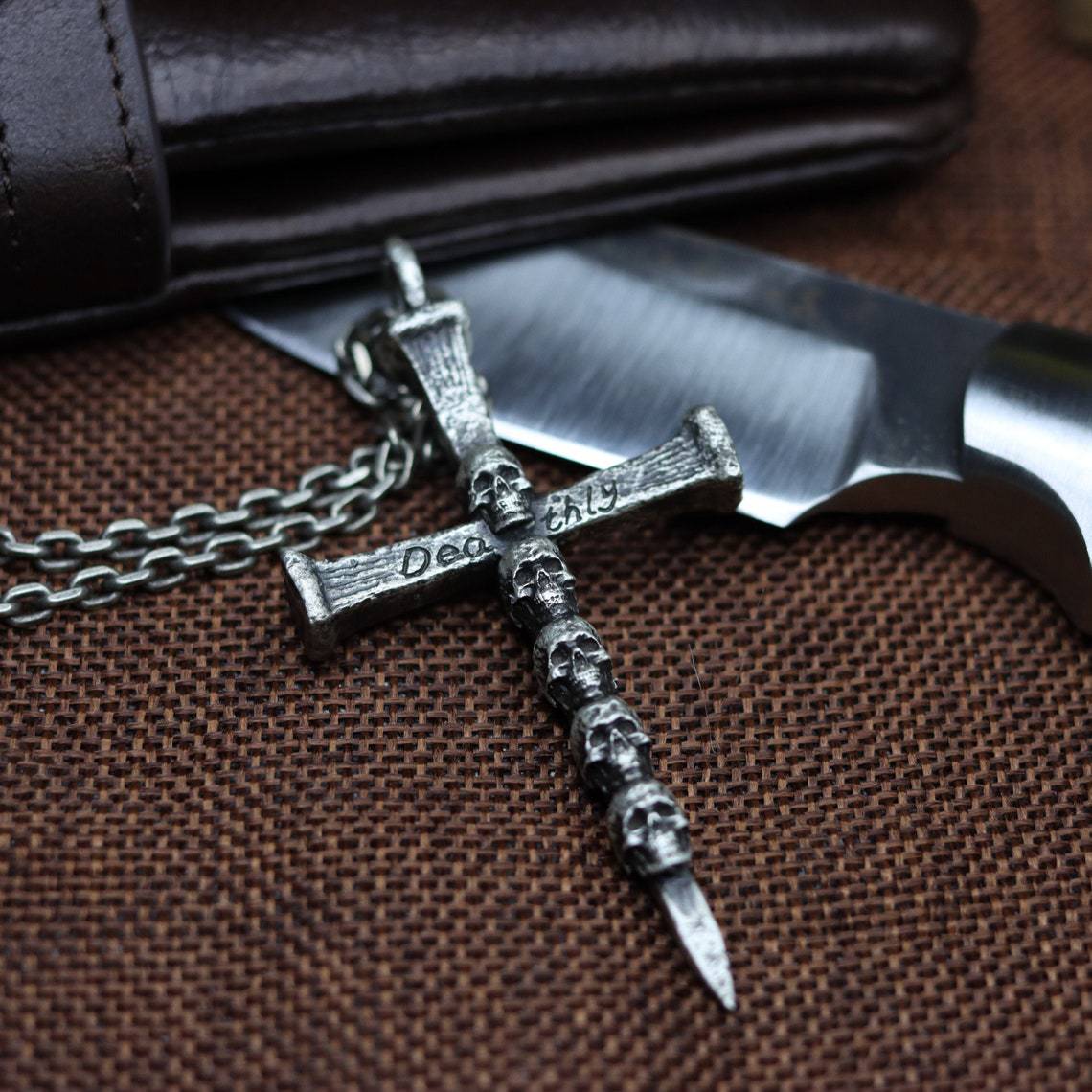 Skull Cross Emblem - The Nevermore Gothic Pendant Necklace Stainless Steel