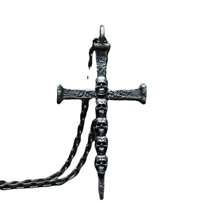 Skull Cross Emblem - The Nevermore Gothic Pendant Necklace Stainless Steel