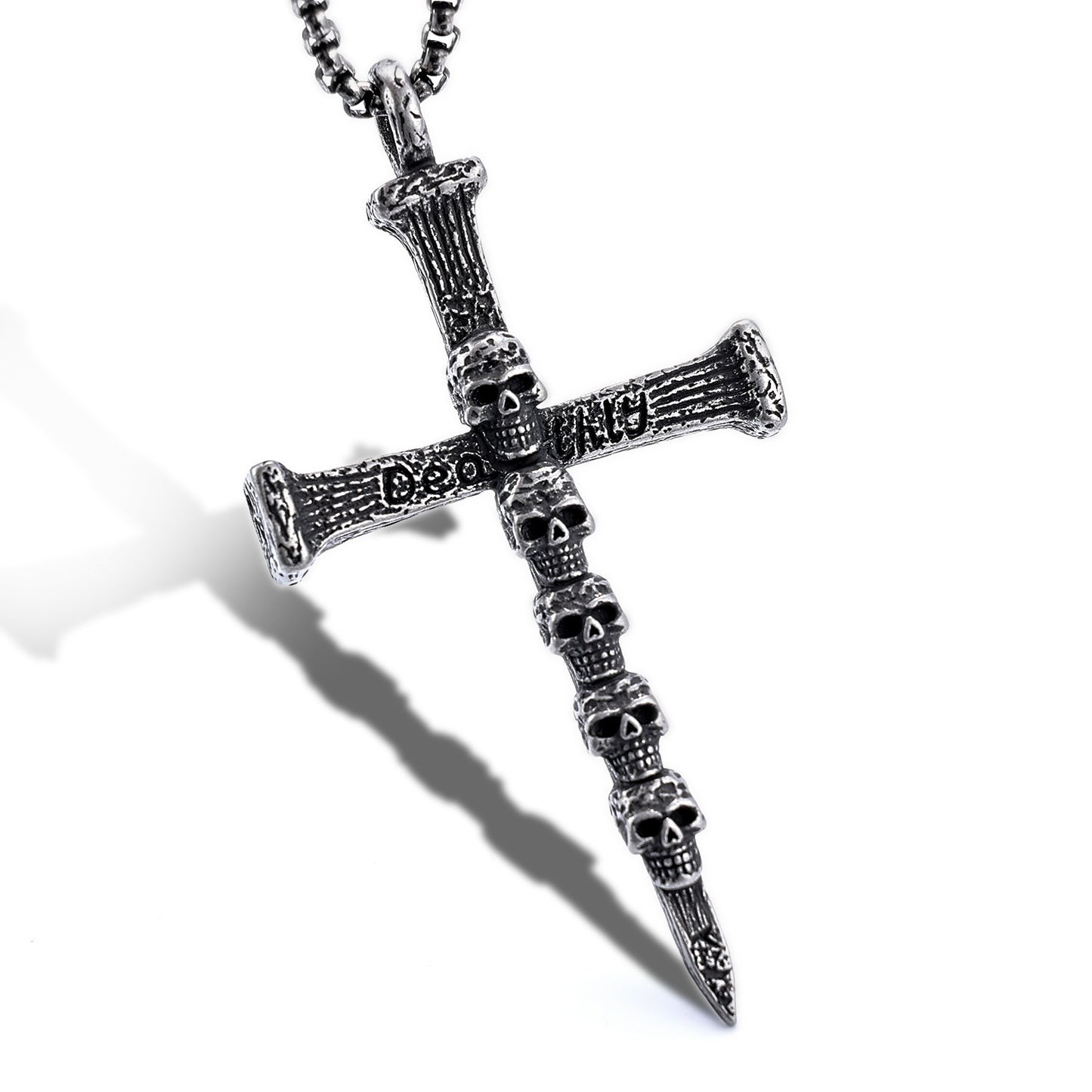 Skull Cross Emblem - The Nevermore Gothic Pendant Necklace Stainless Steel