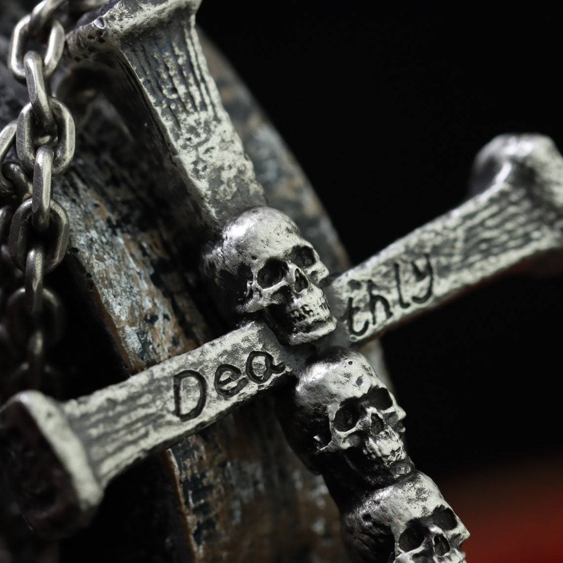 Skull Cross Emblem - The Nevermore Gothic Pendant Necklace Stainless Steel