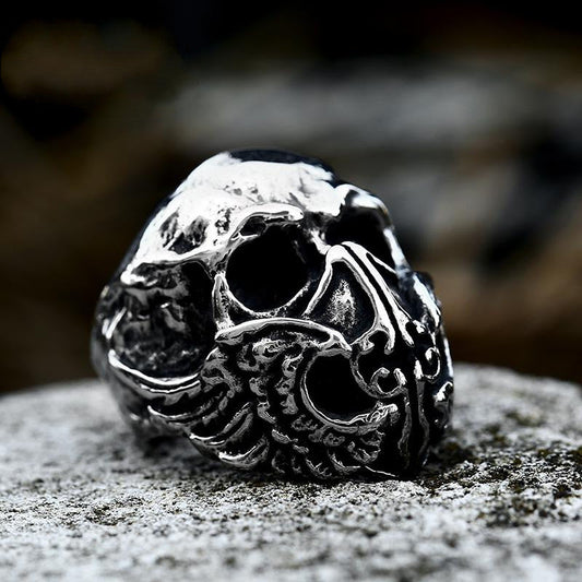 Skull Mask - The Nevermore Gothic Ring Titanium Steel