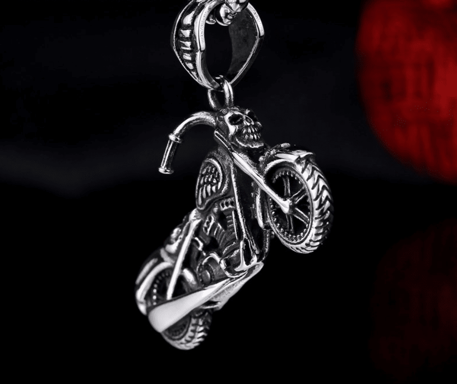 Skull Motorcycle - The Nevermore Gothic Stainless Steel Pendant Necklace