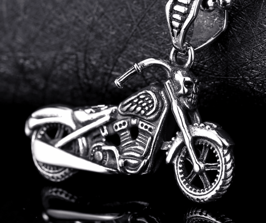 Skull Motorcycle - The Nevermore Gothic Stainless Steel Pendant Necklace