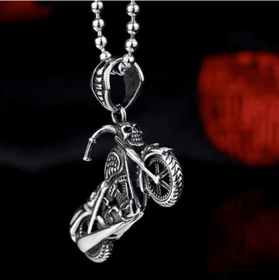 Skull Motorcycle - The Nevermore Gothic Stainless Steel Pendant Necklace