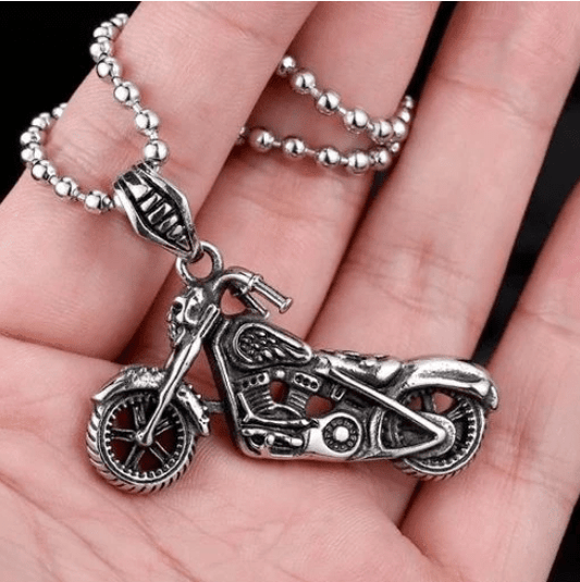 Skull Motorcycle - The Nevermore Gothic Stainless Steel Pendant Necklace