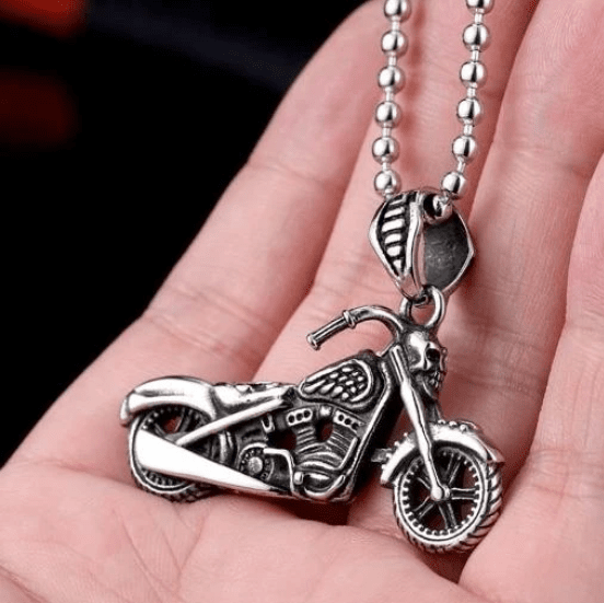 Skull Motorcycle - The Nevermore Gothic Stainless Steel Pendant Necklace