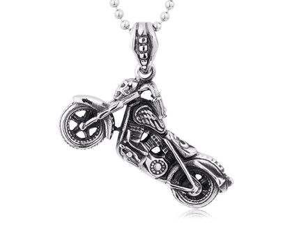 Skull Motorcycle - The Nevermore Gothic Stainless Steel Pendant Necklace