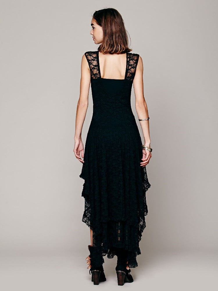 Skye - The Nevermore Sexy Long Summer-Spring Irregular Dress with Lace Neckline