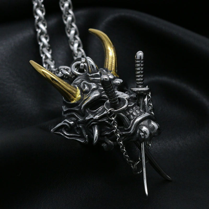 Spectral Guardian - The Nevermore Gothic Pendant Necklace in Titanium Steel