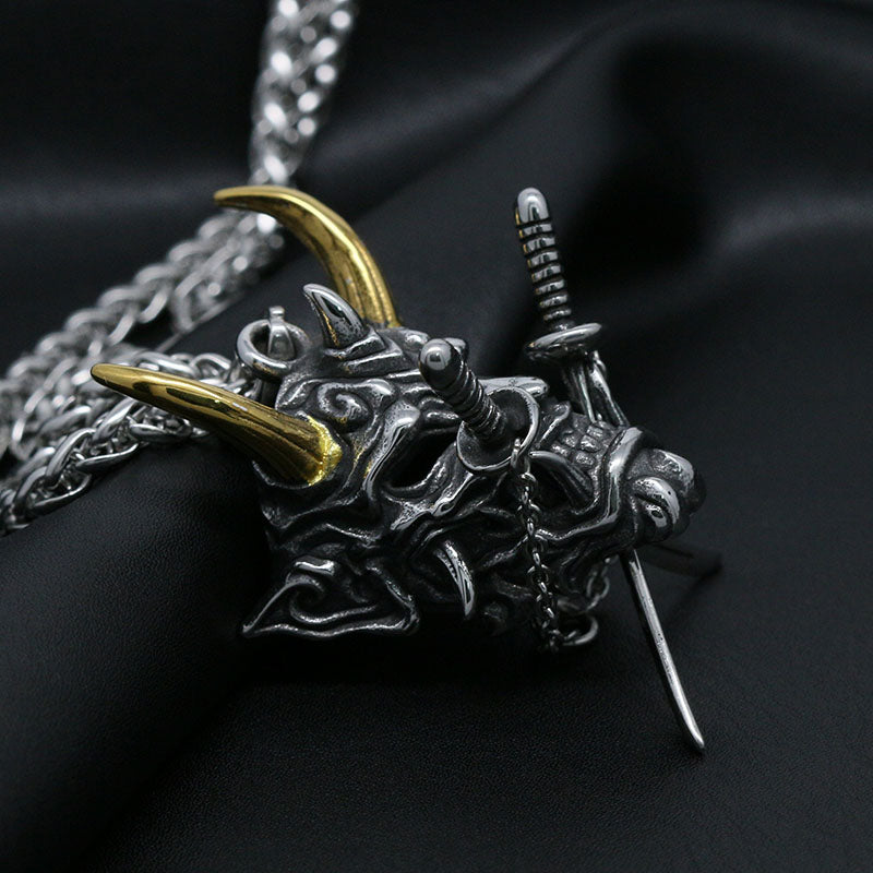 Spectral Guardian - The Nevermore Gothic Pendant Necklace in Titanium Steel