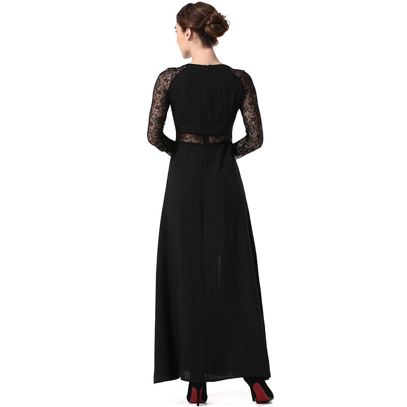 Split Slim Dress with Lace - The Nevermore Dress