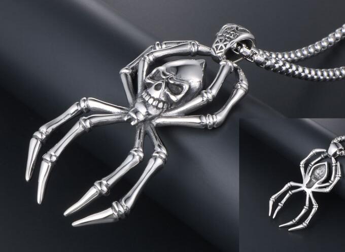 Spooky Spider - The Nevermore Gothic Pendant Necklace in Stainless Steel