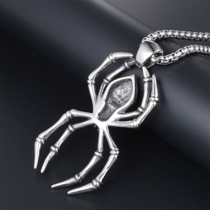 Spooky Spider - The Nevermore Gothic Pendant Necklace in Stainless Steel