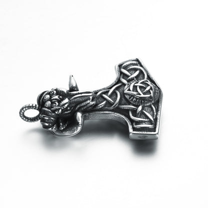 Stigandr Thor's Hammer - The Nevermore Norse Vikings Pendant Necklace for Men Stainless Steel