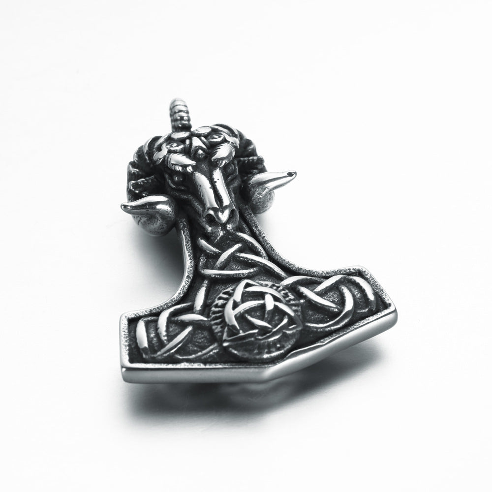 Stigandr Thor's Hammer - The Nevermore Norse Vikings Pendant Necklace for Men Stainless Steel