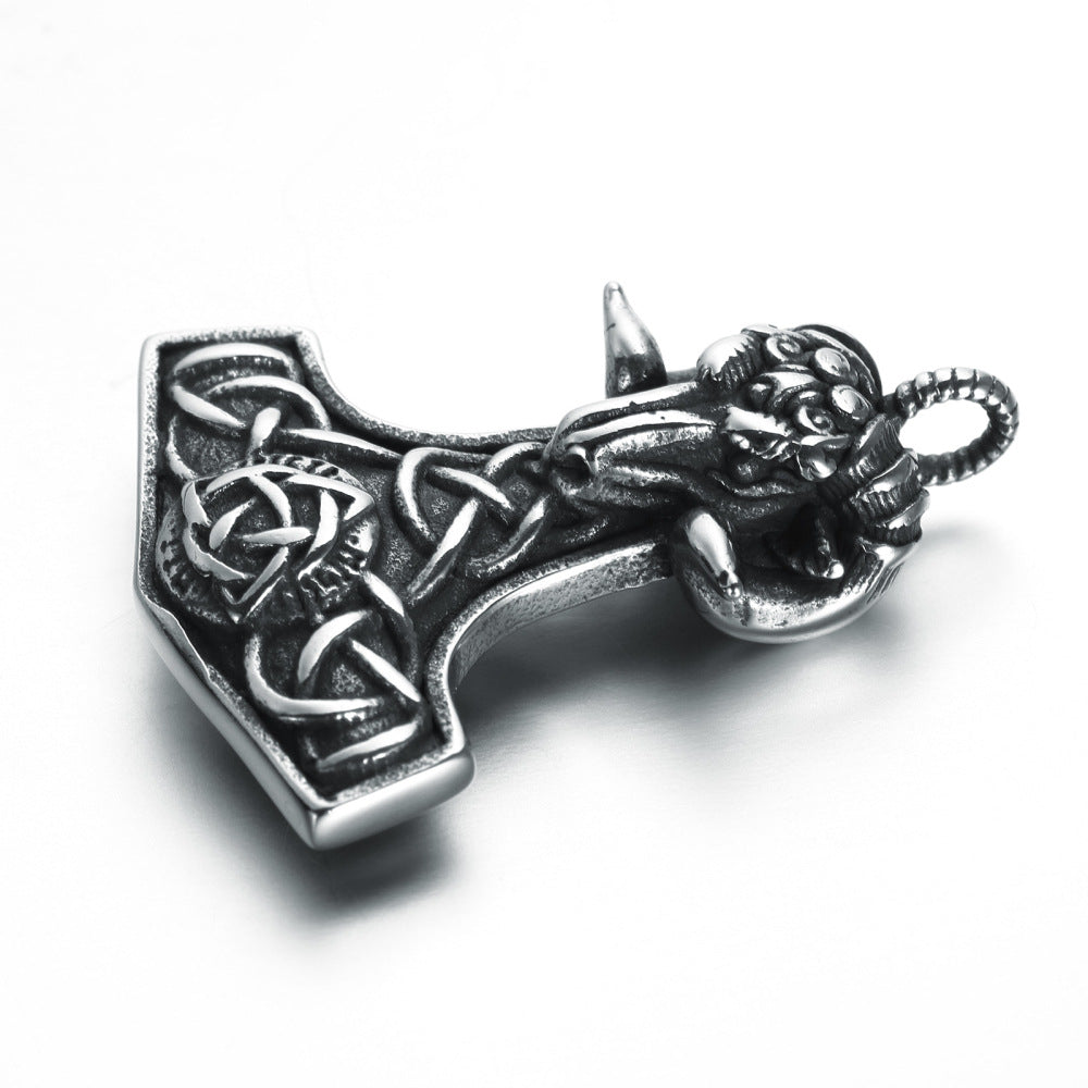 Stigandr Thor's Hammer - The Nevermore Norse Vikings Pendant Necklace for Men Stainless Steel