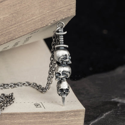 Sword Skull - The Nevermore Gothic Pendant 925 Silver