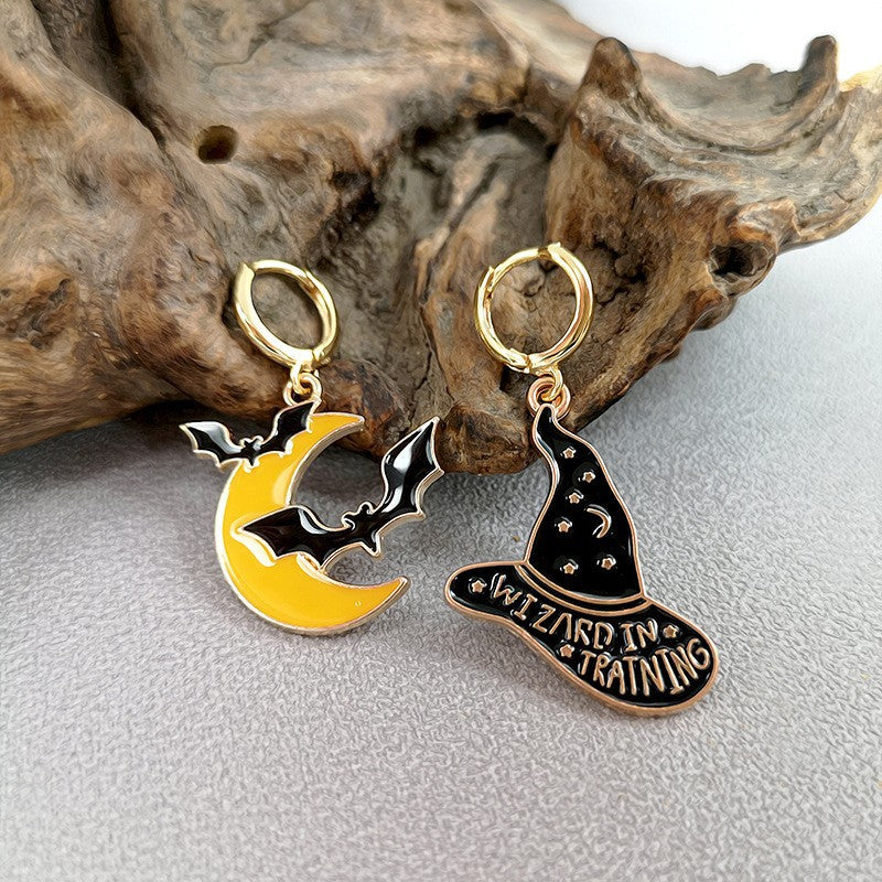 The Nevermore Gothic Earrings - Halloween Funny Earrings Female Personality Ghost Pumpkin Bat Cartoon Jewelry