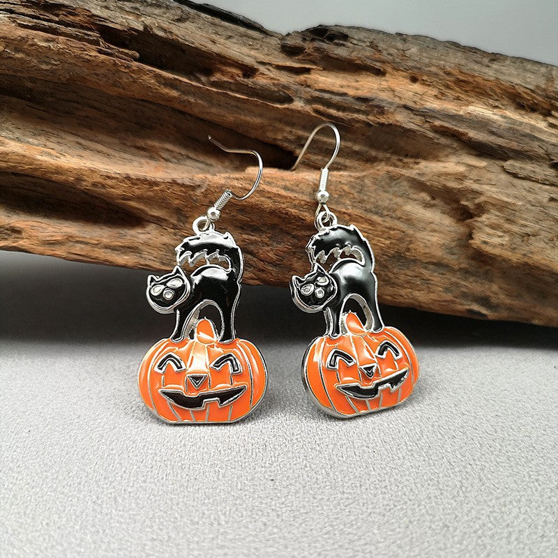 The Nevermore Gothic Earrings - Halloween Funny Earrings Female Personality Ghost Pumpkin Bat Cartoon Jewelry