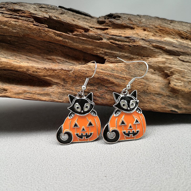 The Nevermore Gothic Earrings - Halloween Funny Earrings Female Personality Ghost Pumpkin Bat Cartoon Jewelry