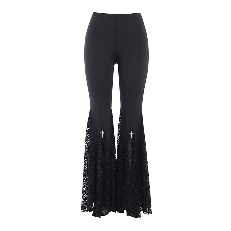 Then Comes Silence - The Nevermore Gothic Pants for Women Slim High Waist Flared Trousers