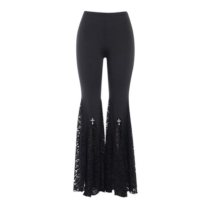 Then Comes Silence - The Nevermore Gothic Pants for Women Slim High Waist Flared Trousers