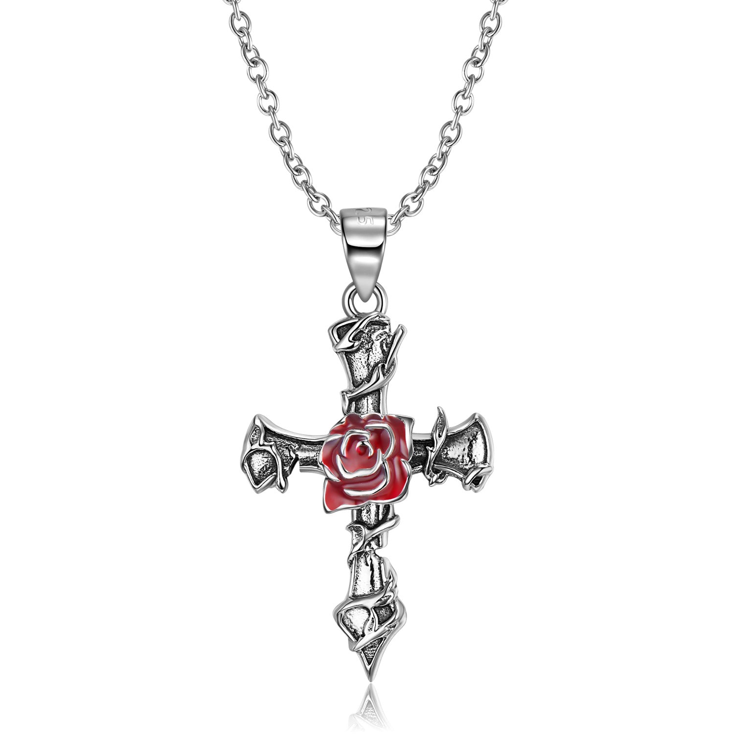 Thorn Rose Cross - The Nevermore Gothic Pendant S925 Sterling Silver