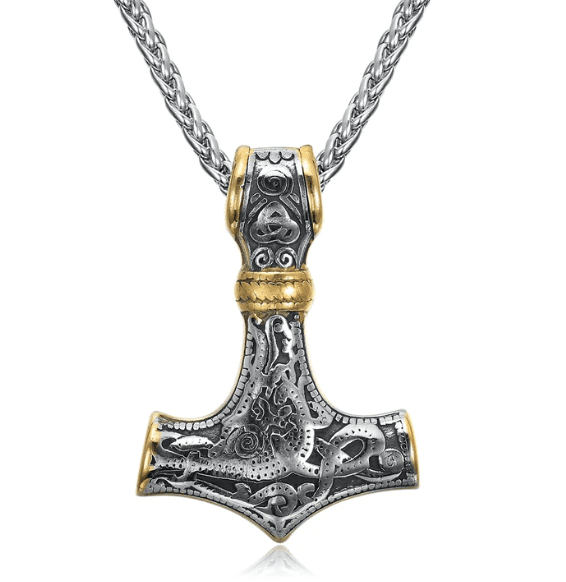 Thunder God's Warhammer The Nevermore Gothic Pendant Necklace Titanium Steel