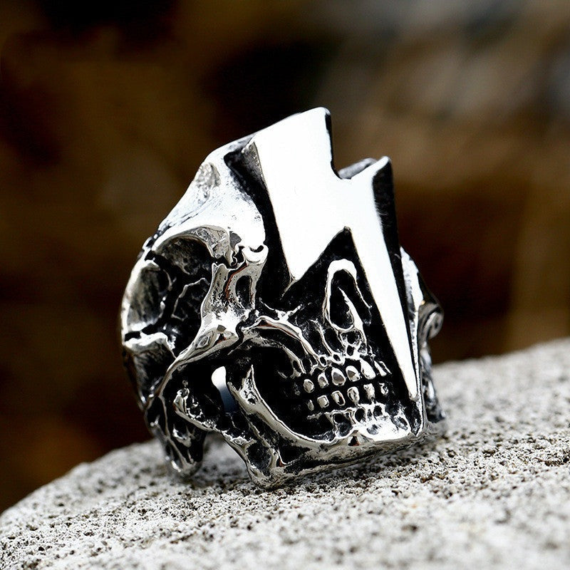 Thunder Skull - The Nevermore Gothic Ring Titanium Steel