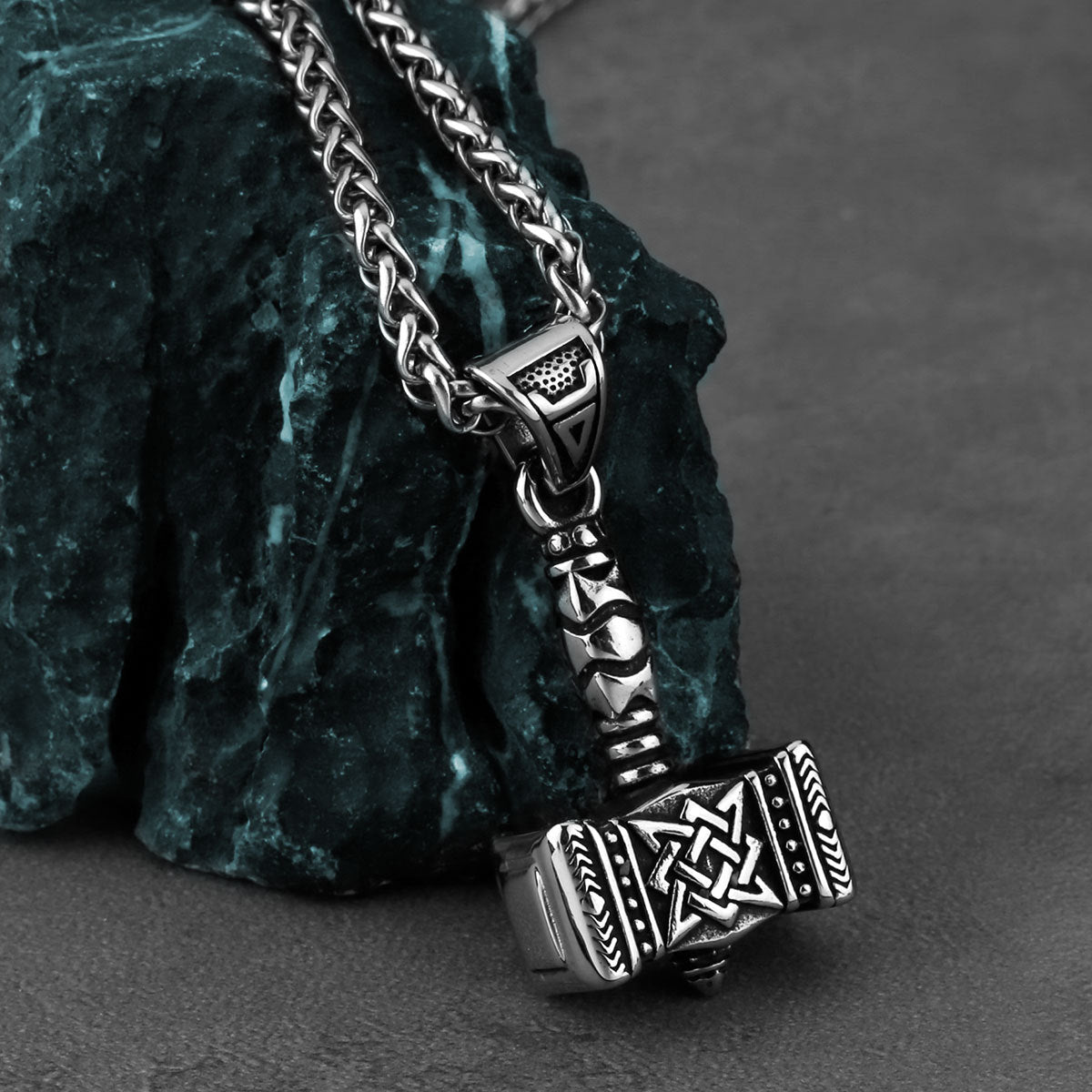 Thunderstrike Mallet - The Nevermore Gothic Viking Norse Stainless Steel Pendant Necklace