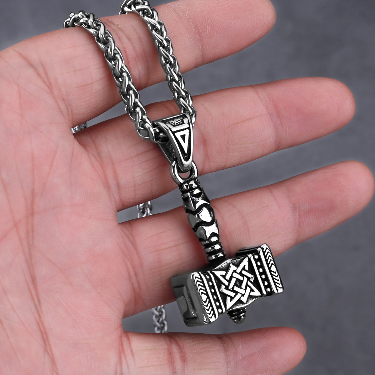 Thunderstrike Mallet - The Nevermore Gothic Viking Norse Stainless Steel Pendant Necklace