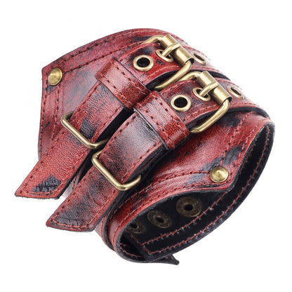 Timeless Retro Armbands - The Nevermore Steampunk Two-layer Leather Bracelet