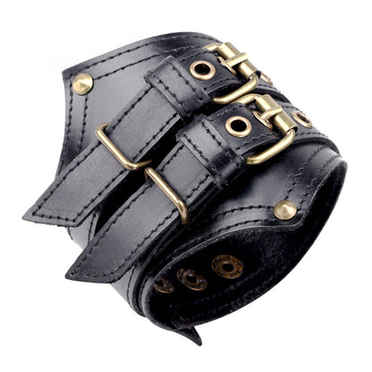 Timeless Retro Armbands - The Nevermore Steampunk Two-layer Leather Bracelet