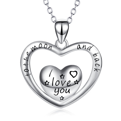 To The Moon And Back Heart - The Nevermore Pendant 925 Silver