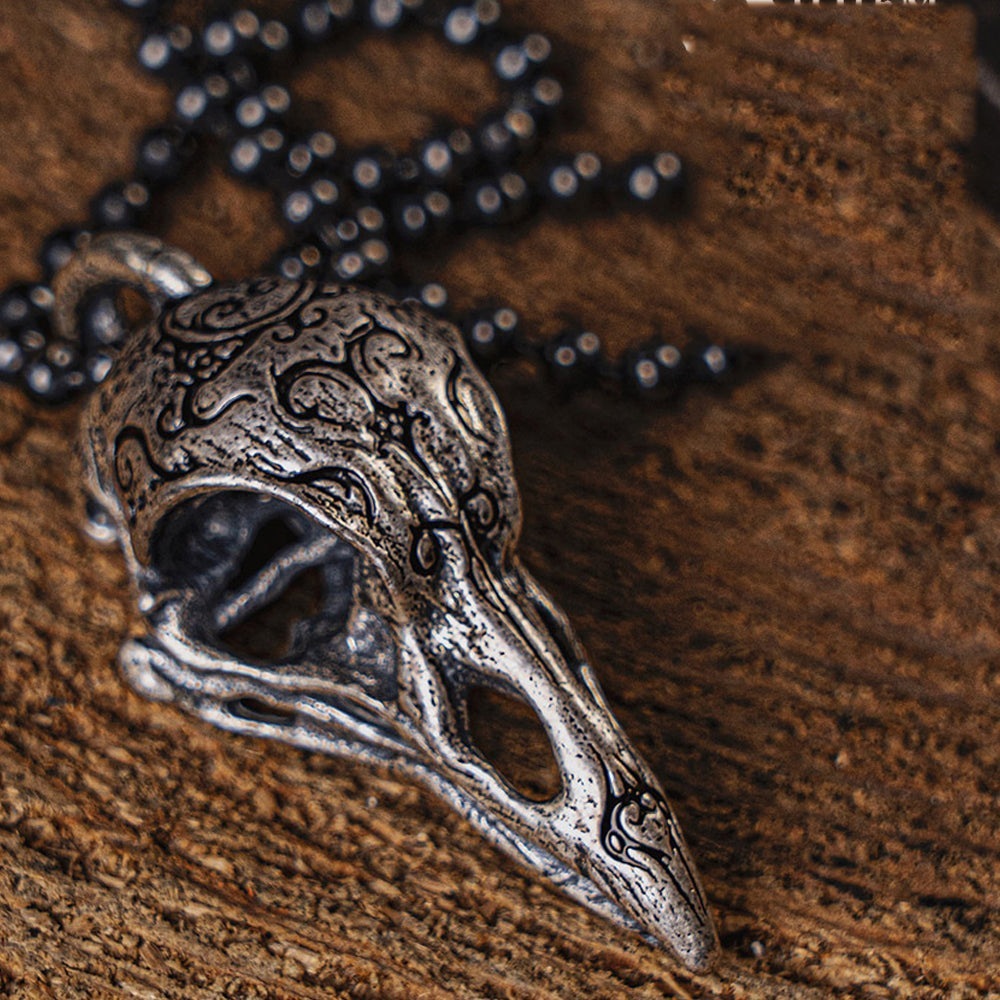 Tormod Crow Skull - The Nevermore Gothic Pendant Copper Silver